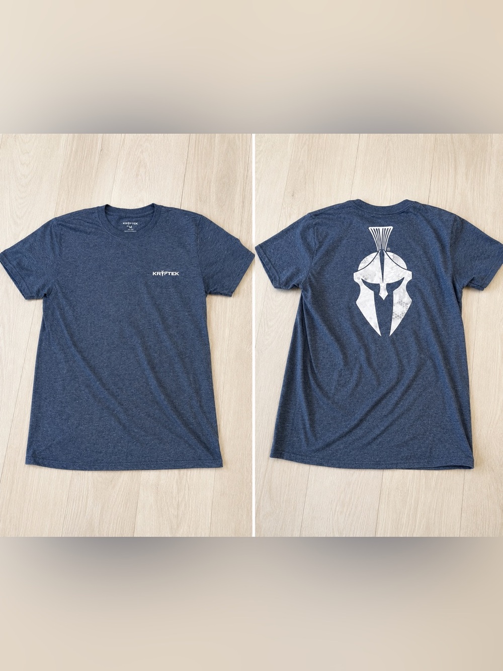 Kryptek Spartan Helmet Graphic Tee Blue Heather Performance T-Shirt Men’s Medium